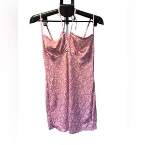 SHEIN Curve OXL Pink Floral Tie-Back Slip Dress Plus Size